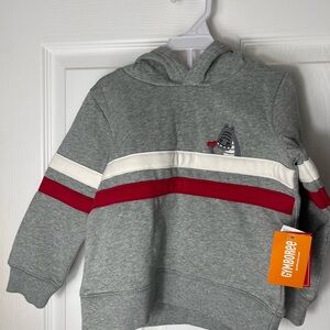 Gymboree Gray Hoodie with Red and White Stripes